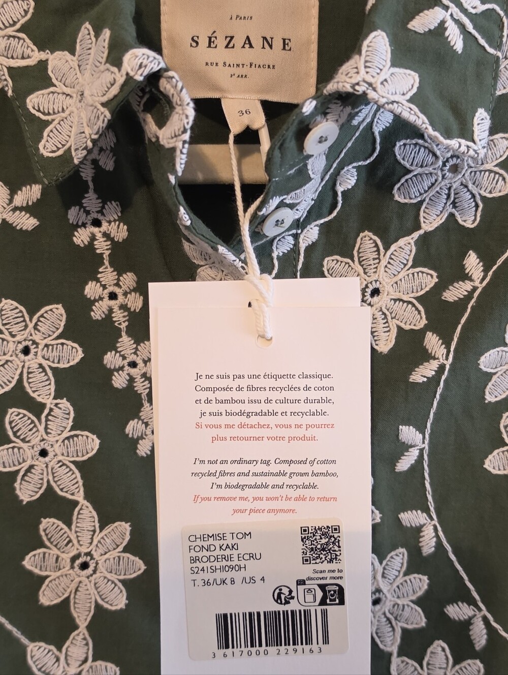NWT Sezane Tom Blouse Size 4 - Picture 3 of 3